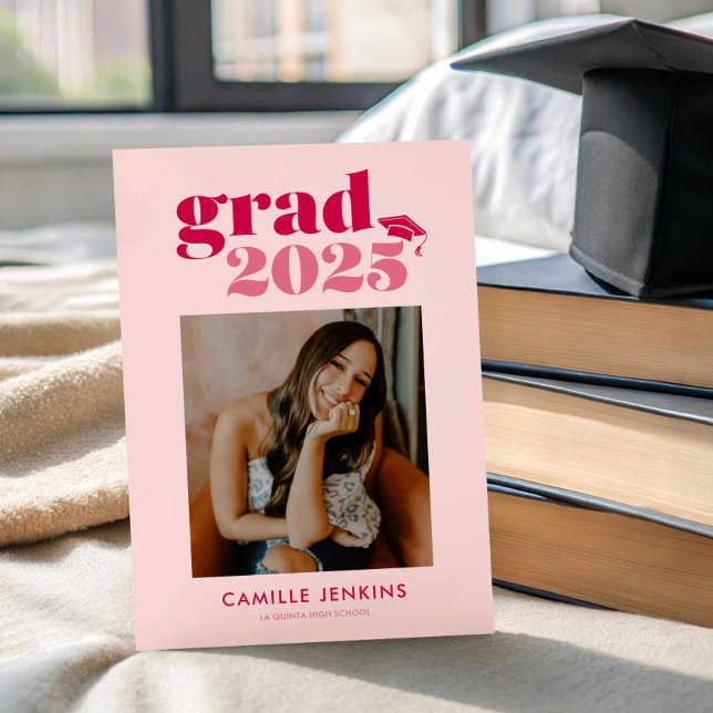 Faire-part de remise de diplôme photo simple moder (Modern Minimalist Photo Graduation announcement)
