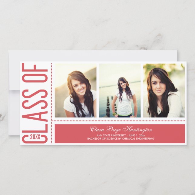 Faire-part de remise de diplôme simplement cool (Devant)