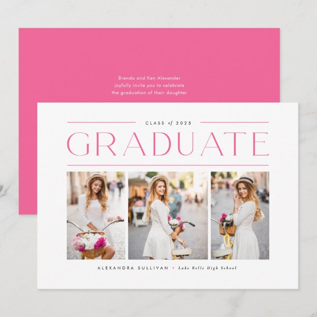 Faire-part de remise de diplômes avec collage phot (Devant / Derrière)