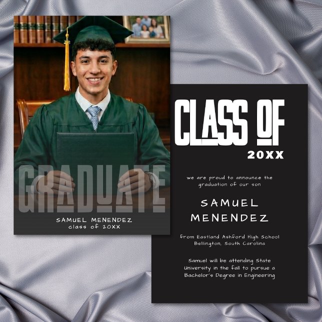 Faire-part de remise de diplômes avec photo et typ (Modern Typography Photo Graduation Announcement)