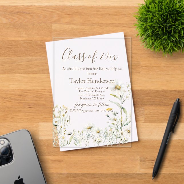 Faire-part de remise de diplômes avec verdure de p (Insitu (Carte d'invitation))