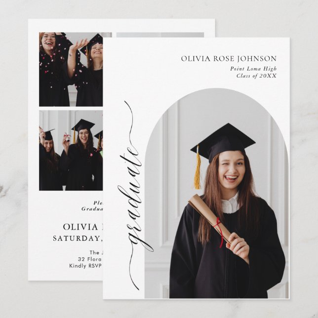 Faire-part de remise de diplômes | Fête de fin d'é (Devant / Derrière)