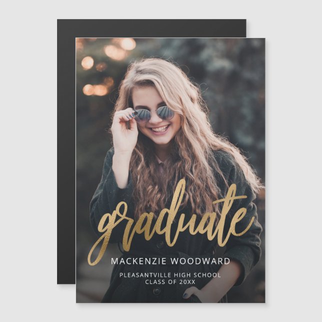 Faire-part de remise de diplômes magnétique avec é (Devant / Derrière)