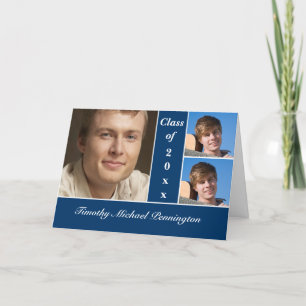 Faire-part de remise de diplômes photo bleu marine