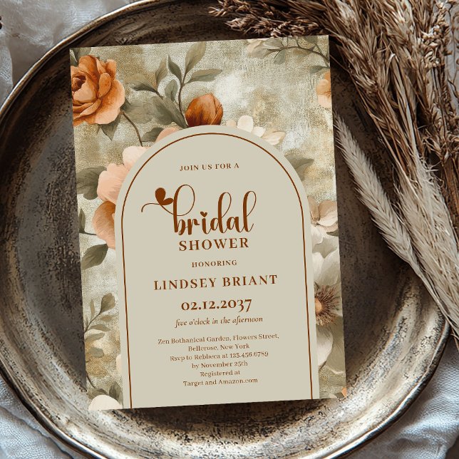 Faire-part de Remise de la Mariée Bohème Chic Terr (Boho Chic Rust Terracotta Bridal Shower Invitation)
