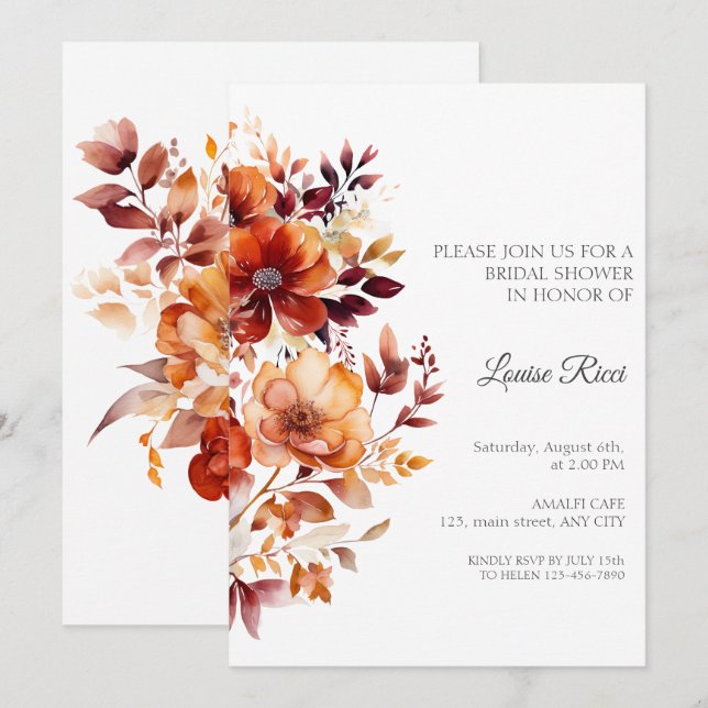 Faire-part de Remise de la Mariée Fleurs Rustique  (Devant / Derrière)