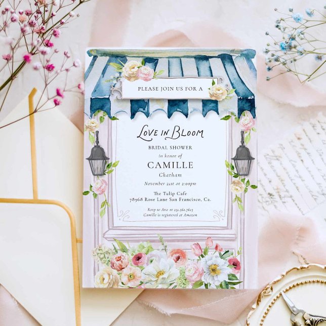 Faire-part de Remise de Mariée Jardin Fleur en Fle (Love in Bloom Garden Bridal shower Invitation)