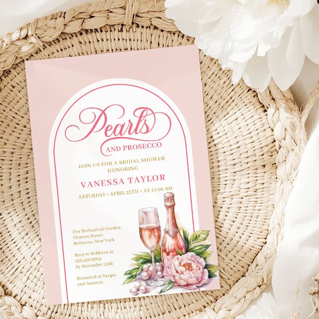 Faire-part de Remise de Mariée Moderne Rose et Or (Modern Blush and Gold Bridal Shower Invitation)