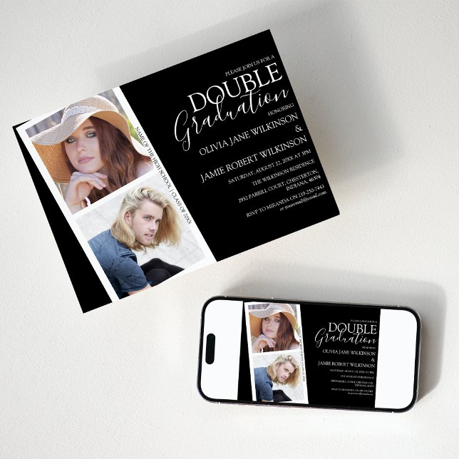 Faire-part de remise des diplômes conjoint avec ba (Créateur téléchargé)