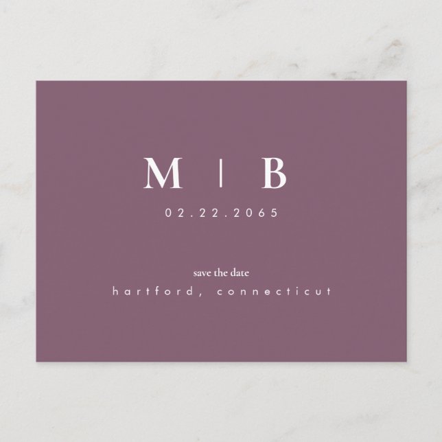 Faire-part de rendez-vous lavande à monogramme sim (Devant)