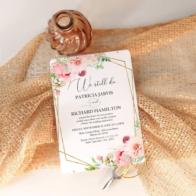 Faire-Part de Renouvellement de Vœux Floral Blush  (Créateur téléchargé)