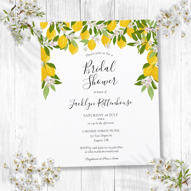 Faire-part de Rentrée de Mariage sur le Budget de  (Lemons Greenery Budget Bridal Shower Invitation)