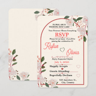 Faire-part de réponse de mariage à l'arche florale