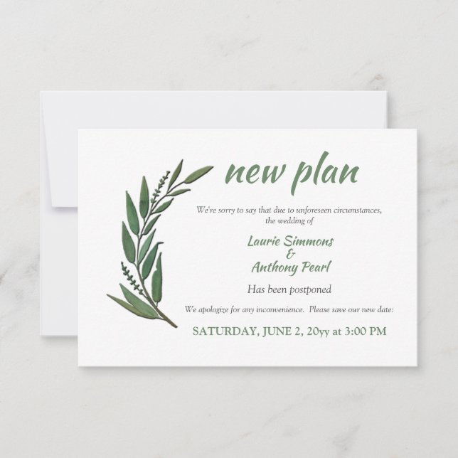 Faire-part de report (Devant)