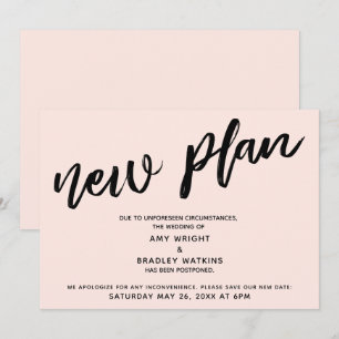 Faire-part de report de mariage nouvelle carte de