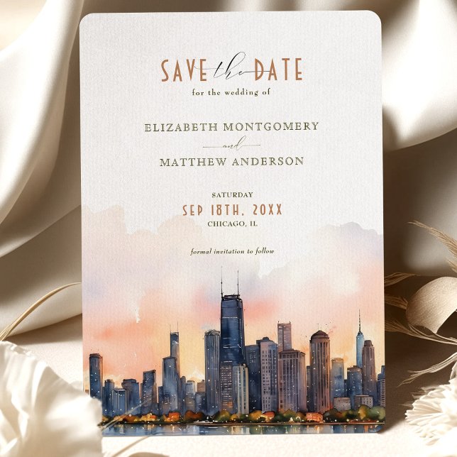 Faire-part de réservation de date chic à Chicago,  (Créateur téléchargé)