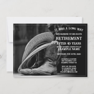 Faire-part de retraite avec casquette cowboy et bo