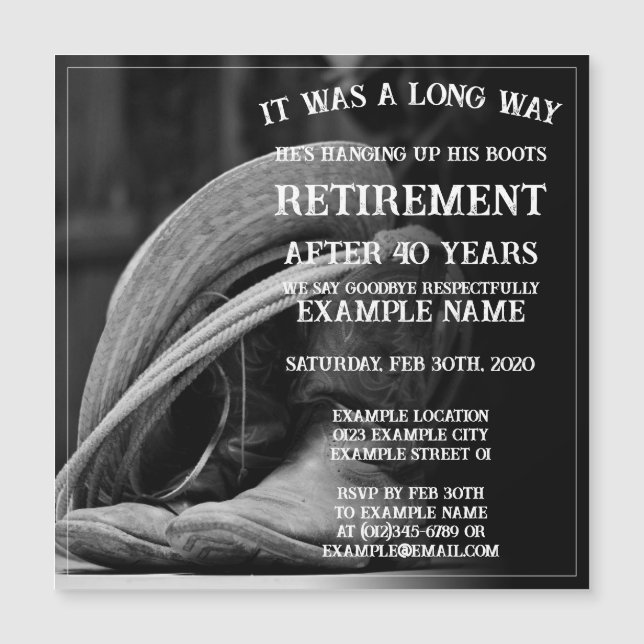 Faire-part de retraite avec casquette cowboy et bo (Devant)