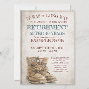Faire-part de retraite avec de vieilles bottes