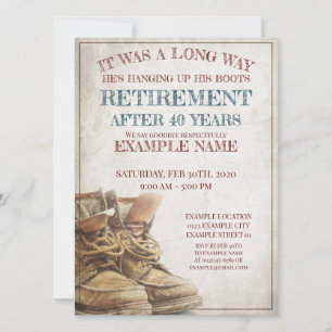 Faire-part de retraite avec de vieilles bottes
