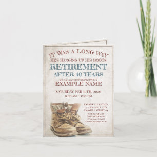 Faire-part de retraite avec de vieilles bottes