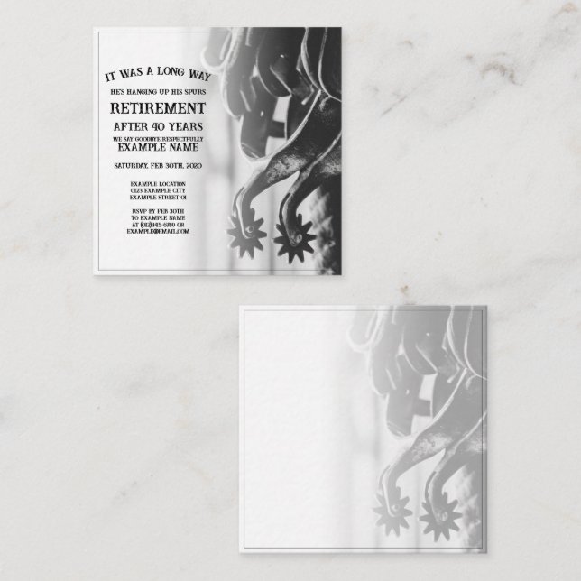 Faire-part de retraite avec vieilles éperons (Devant / Derrière)