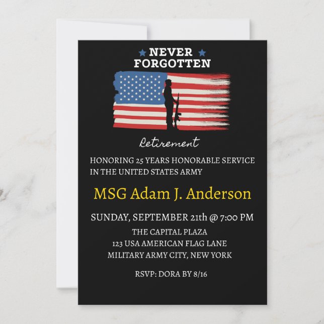 faire-part de retraite militaire (Devant)