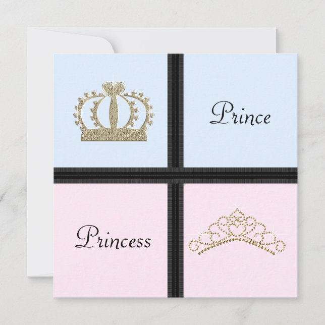 Faire-part de Révélation du Sexe Prince Princesse (Devant)