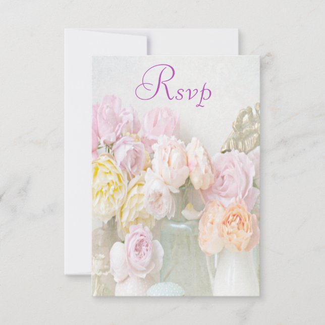 Faire-part de roses romantiques en pots RSVP (Devant)