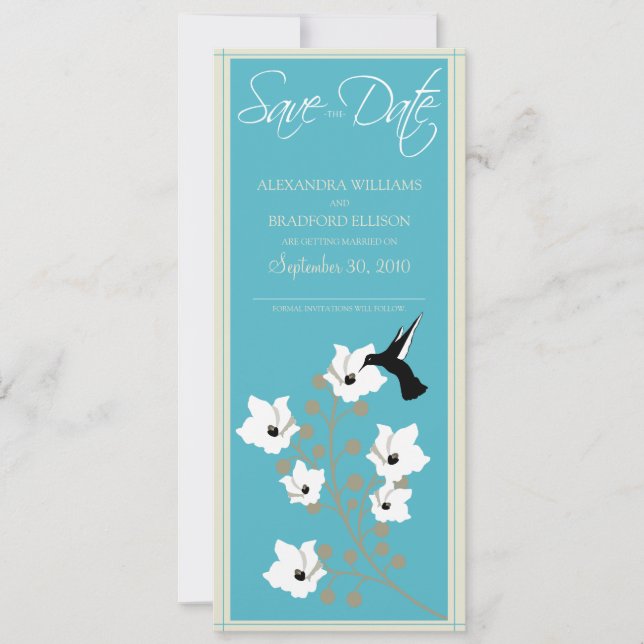 Faire-part de sauvegarde de colibri (aqua) (Devant)