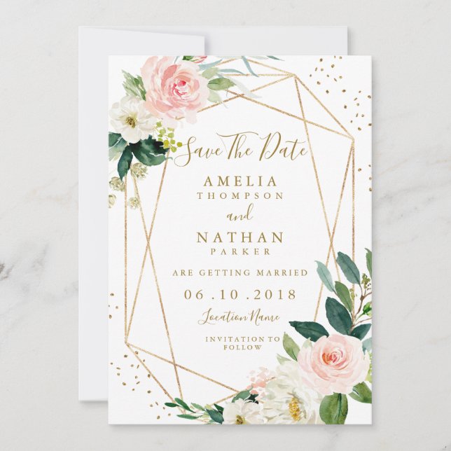 Faire-part de sauvegarde de date de mariage floral (Devant)