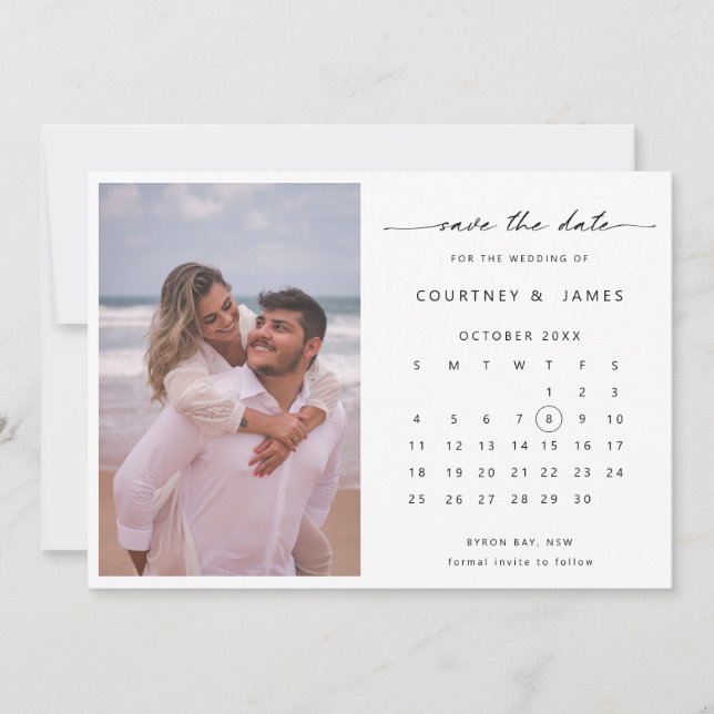 Faire-part de sauvegarde de date photo de calendri (Devant)