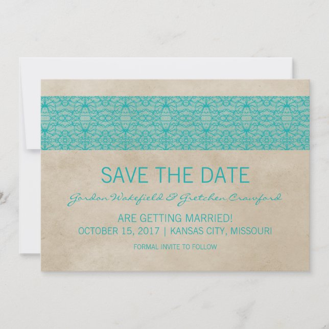 Faire-part de sauvegarde de la date Teal Rustic La (Devant)