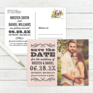 Faire-part de sauvegarde de type vintage blush pho