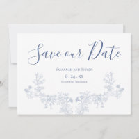 Faire-part de sauvegarde floral bleu doux victorie