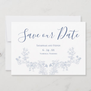 Faire-part de sauvegarde floral bleu doux victorie