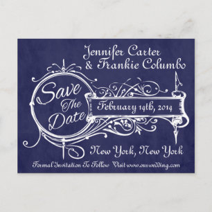 Faire-part de sauvegarde Vintage Blue Chalkboard