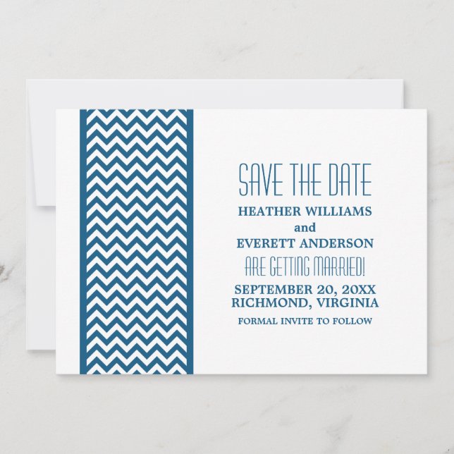 Faire-part de Save the Date avec Bordure Chevron B (Devant)