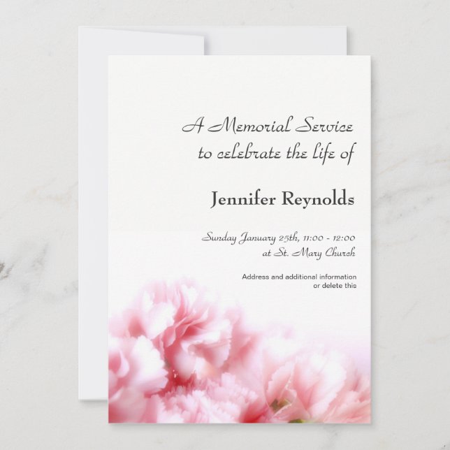 Faire-part de service commémoratif (Devant)