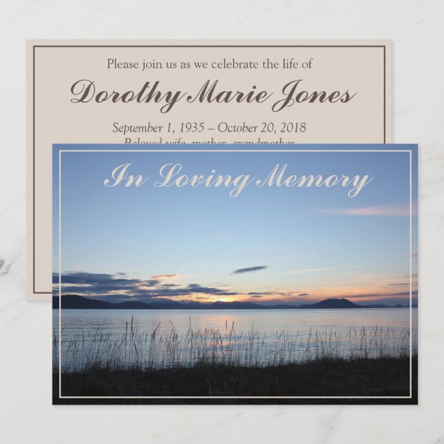 Faire-part de service commémoratif de Sunset (Devant / Derrière)
