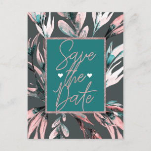 Faire-part de style botanique aquarelle corail sar