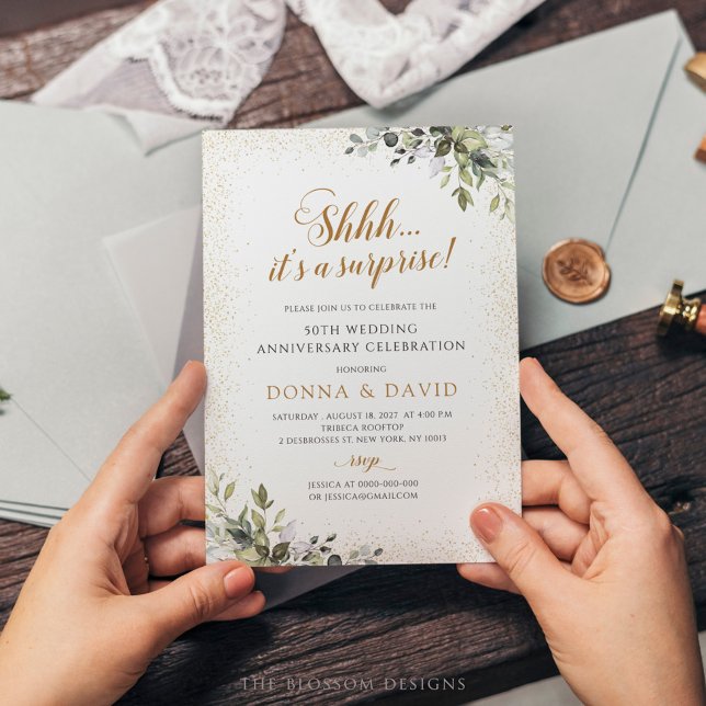Faire-part de Surprise d'Anniversaire de Mariage - (AC202 It's a Surprise Party Anniversary Invitation)