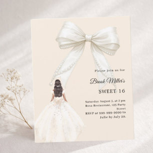 Faire-part de Sweet 16 robe en ivoire champagne or