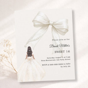 Faire-part de Sweet 16 robe en ivoire crème luxe