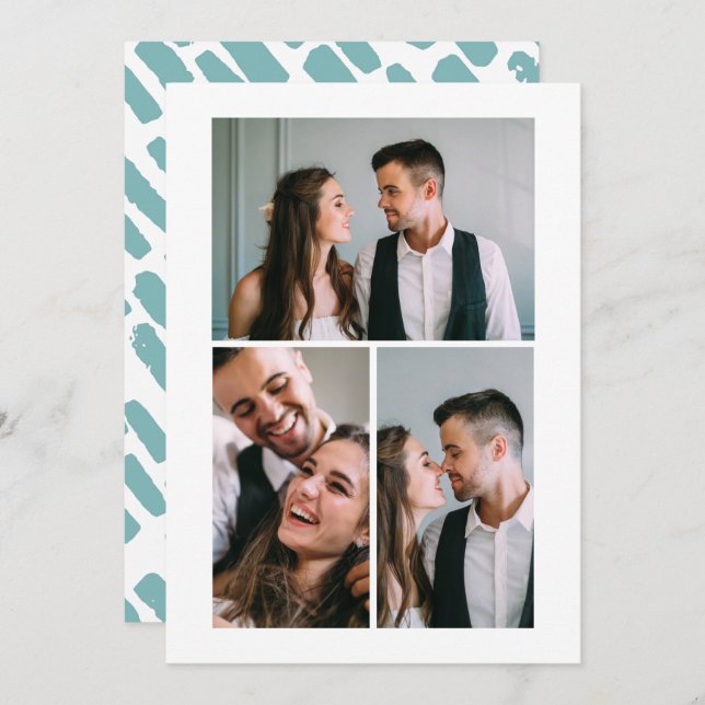 Faire-part de trois photos après le mariage (Devant / Derrière)