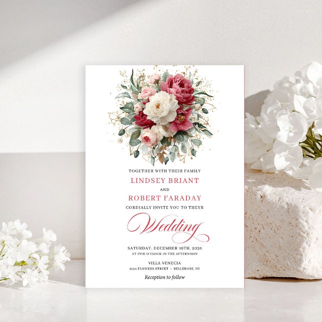 Faire-part de verdure blanche aux nuances bohèmes  (Sophisticated Bohemian Blush White Greenery Invitation)
