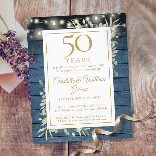 Faire-part de verdure rustique pour 50e anniversai