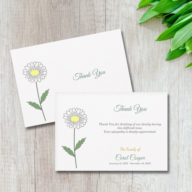 Faire-part décès Marguerite Pastel (Pastel Daisy Funeral Thank You Note Card)