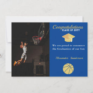 Faire-part Déclaration de fin d'études de basketball Bleu Bla
