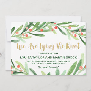 Faire-part d'Elopement de Noël Holly Wreath